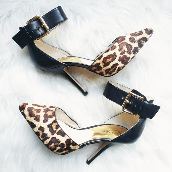 MICHAEL Michael Kors Shoes - Michael Kors Leopard Print Calf Hair Leather Heels
